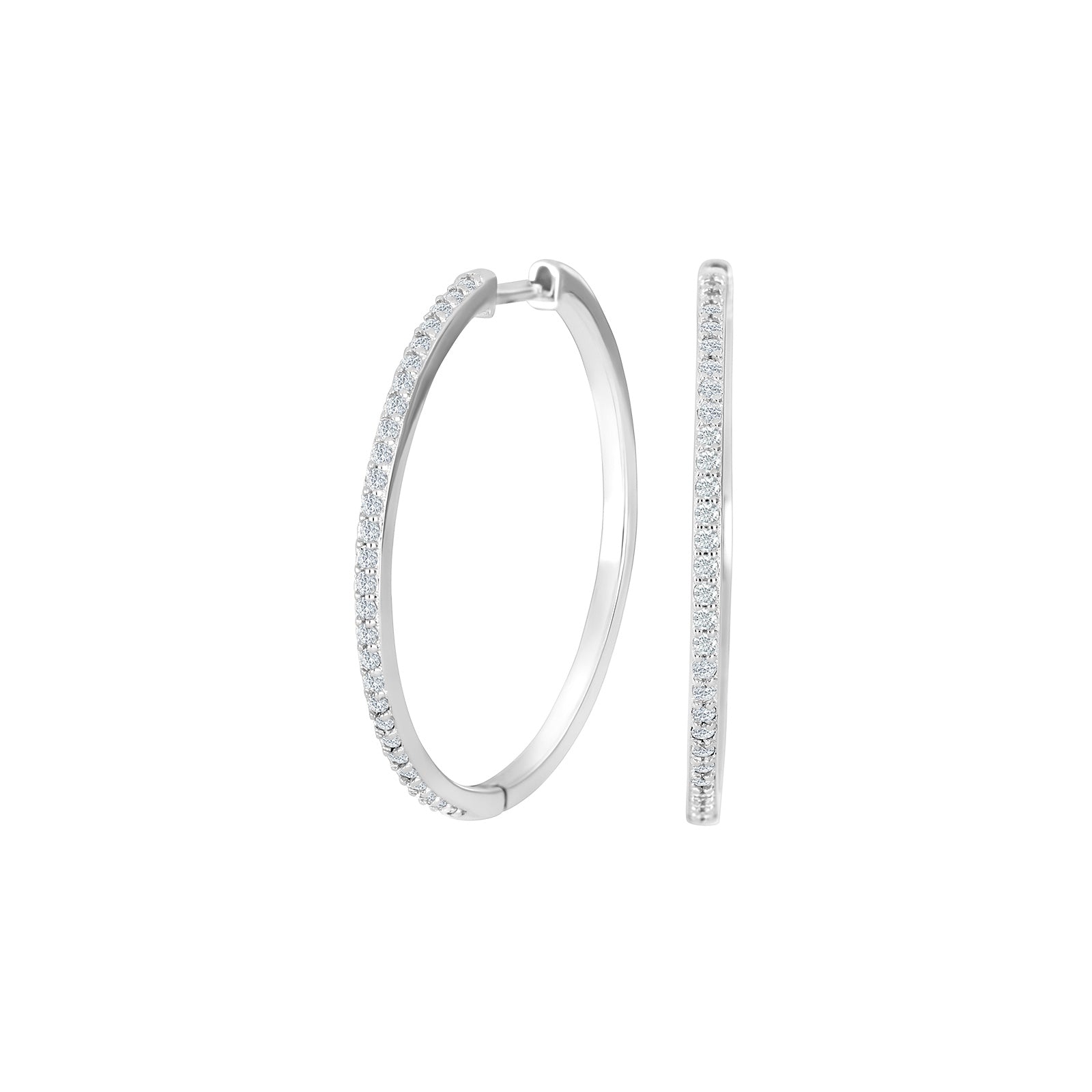 Rhod. sølv creoler m. zirkonia