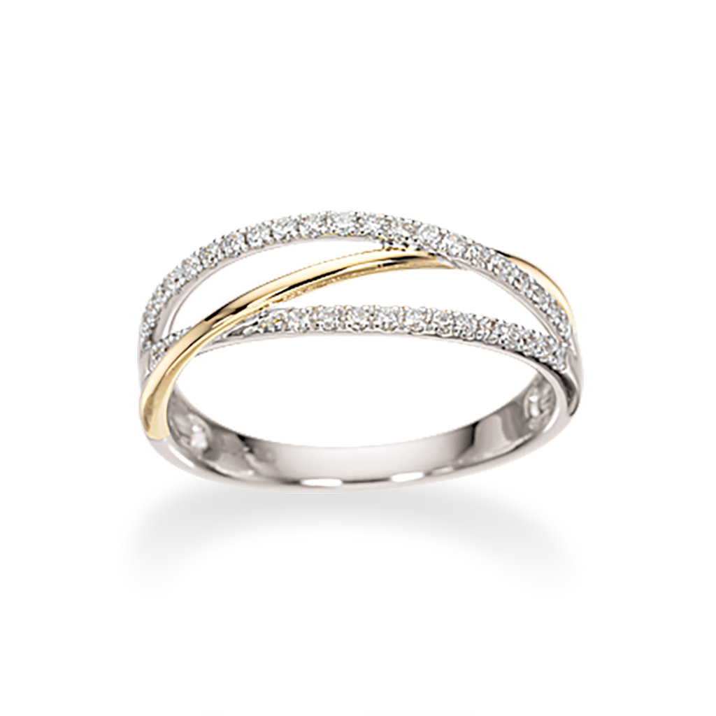 14 kt. Guldring med diamanter