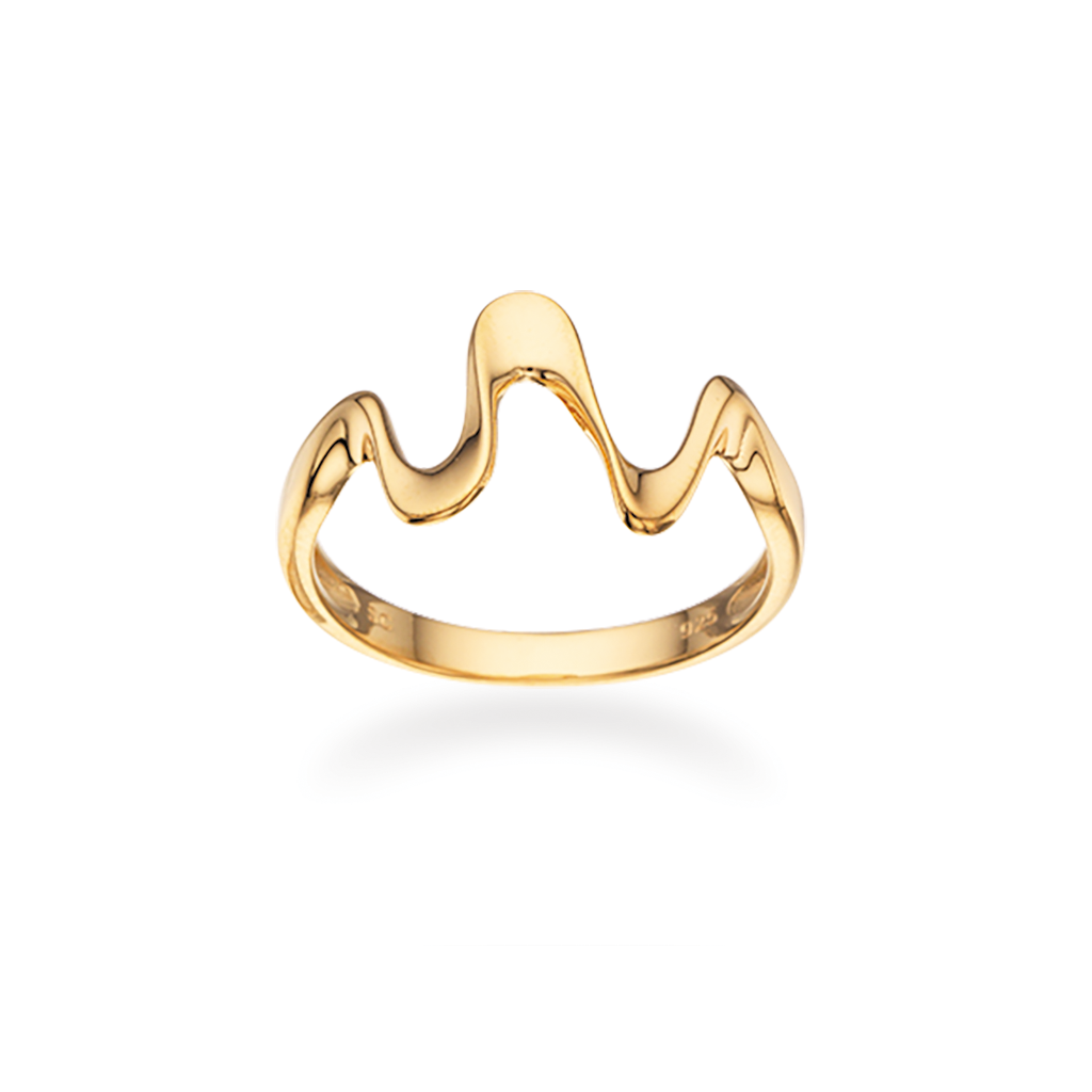 Forgyldt bølge ring