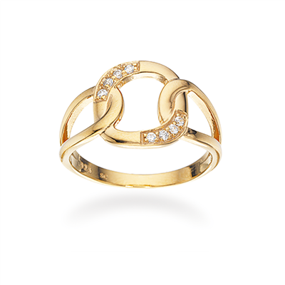 Forgyldt ring med zirkonia