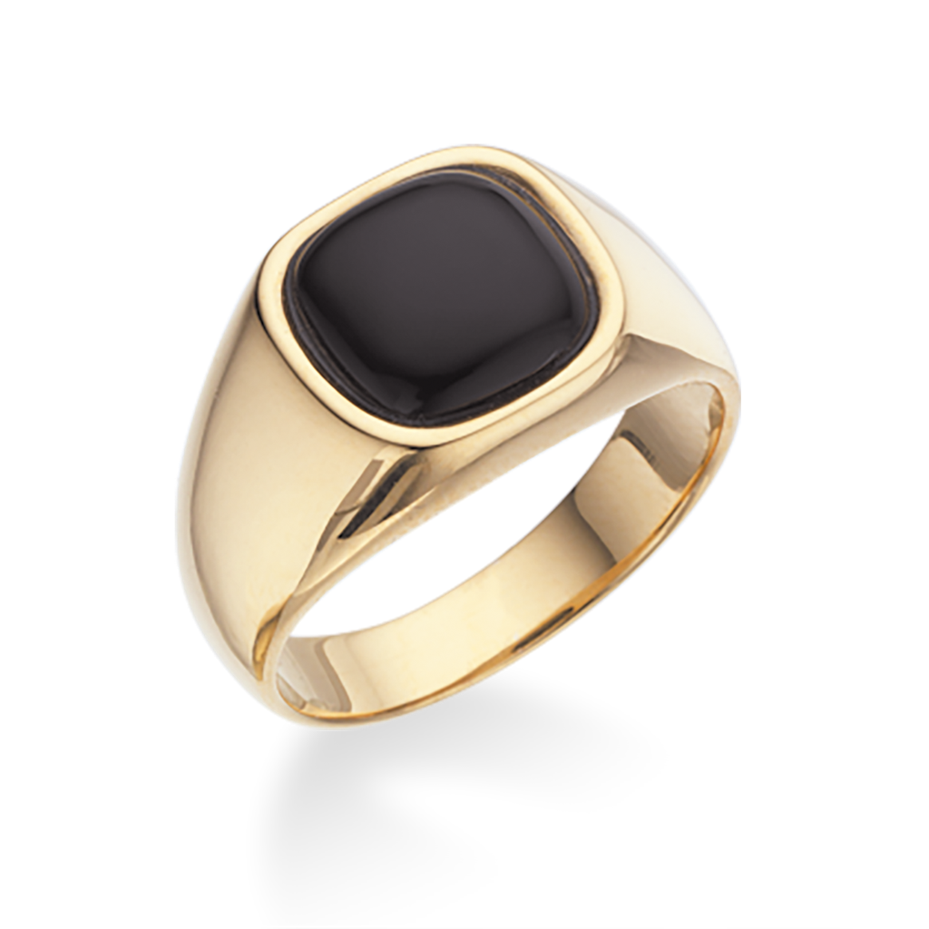 Forgyldt herre ring med onyx