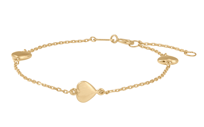 8kt. Guld børnearmbånd, med 3 hjerter - Sct. Mathias Ure & Guld