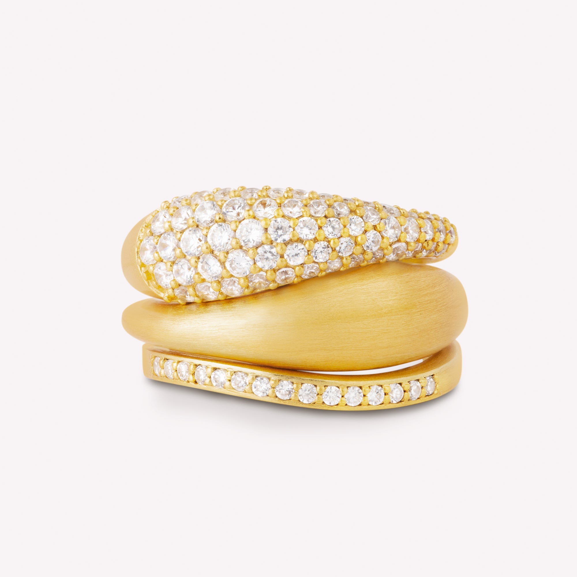 Ocean Flow ring sparkle, forgyldt