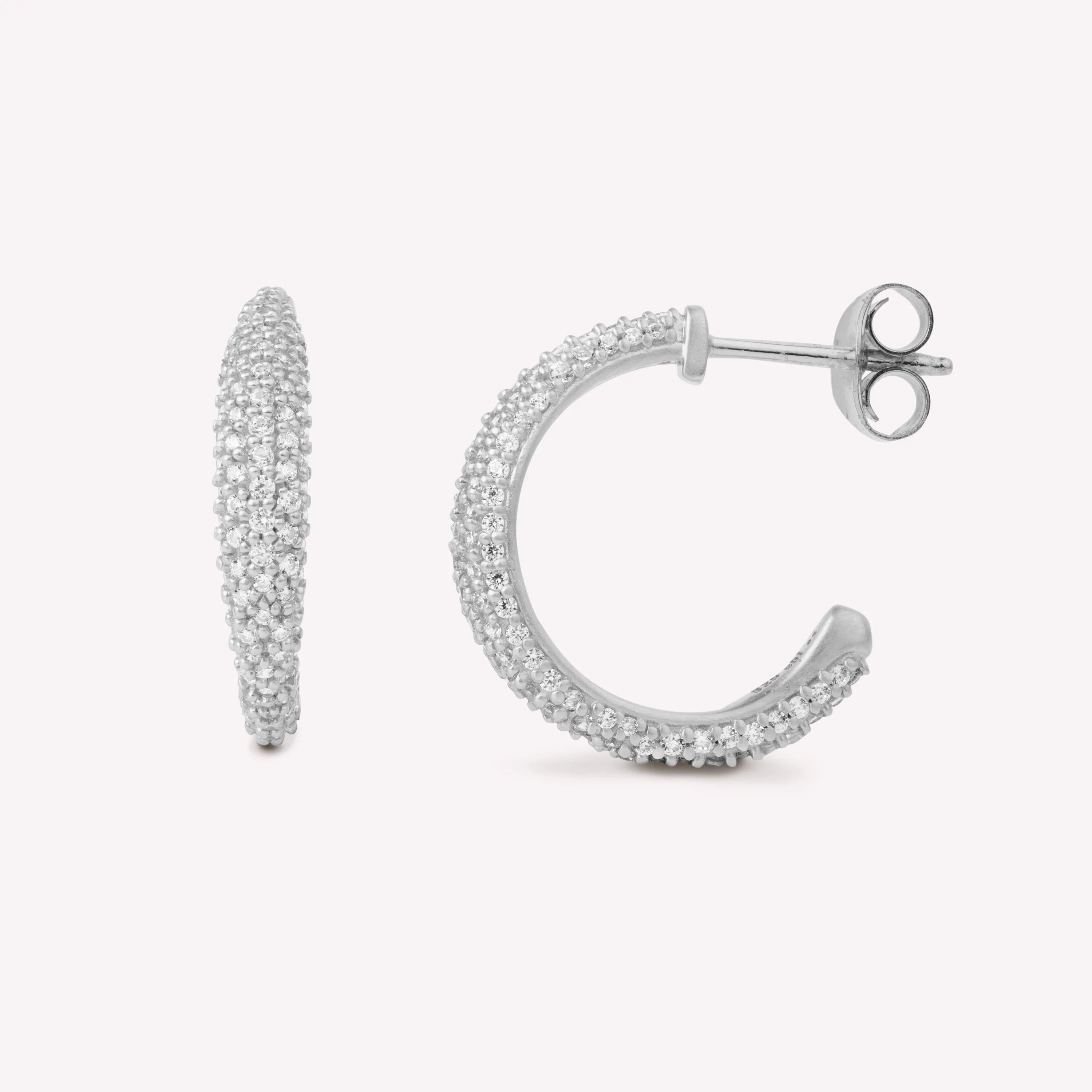 Ocean Flow Medium Sparkle Hoops Sølv