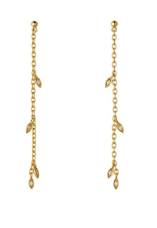 ByBiehl, Jungle ivy sparkel string ørehænger, sølv forgyldt - Sct. Mathias Ure & Guld