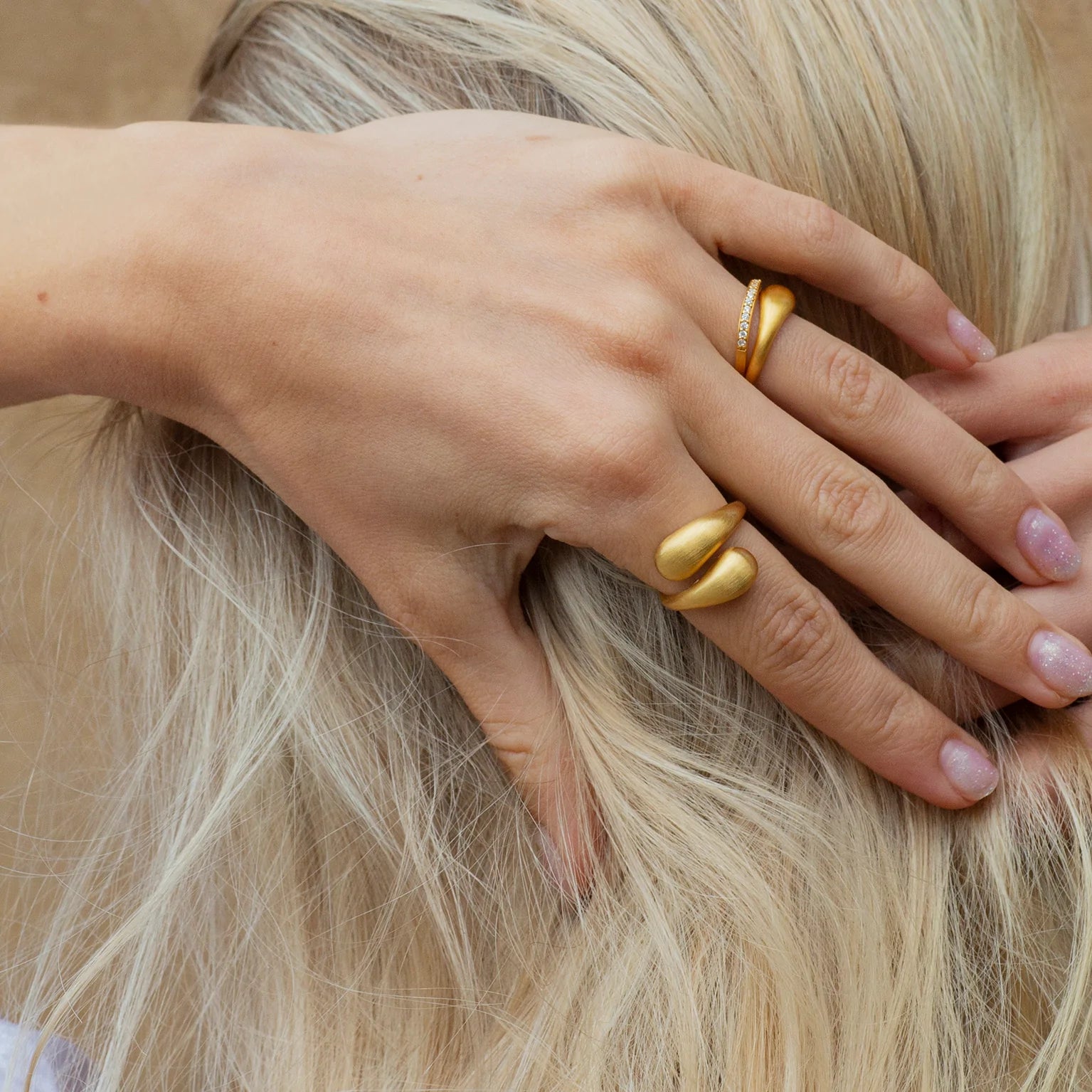 Ocean Flow Duo Ring Forgyldt