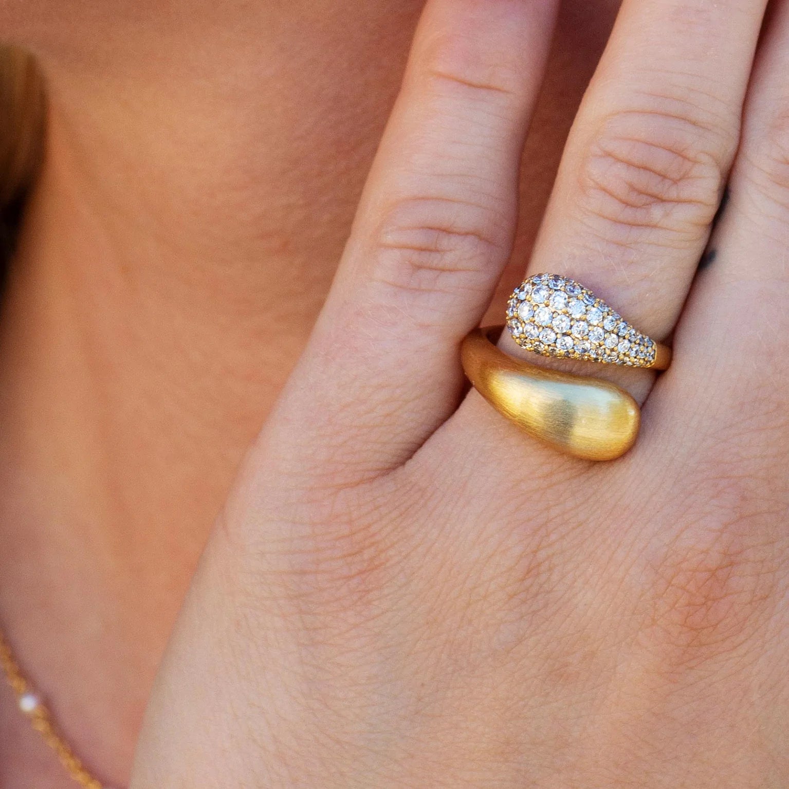 Ocean Flow Duo Ring Sparkle Forgyldt