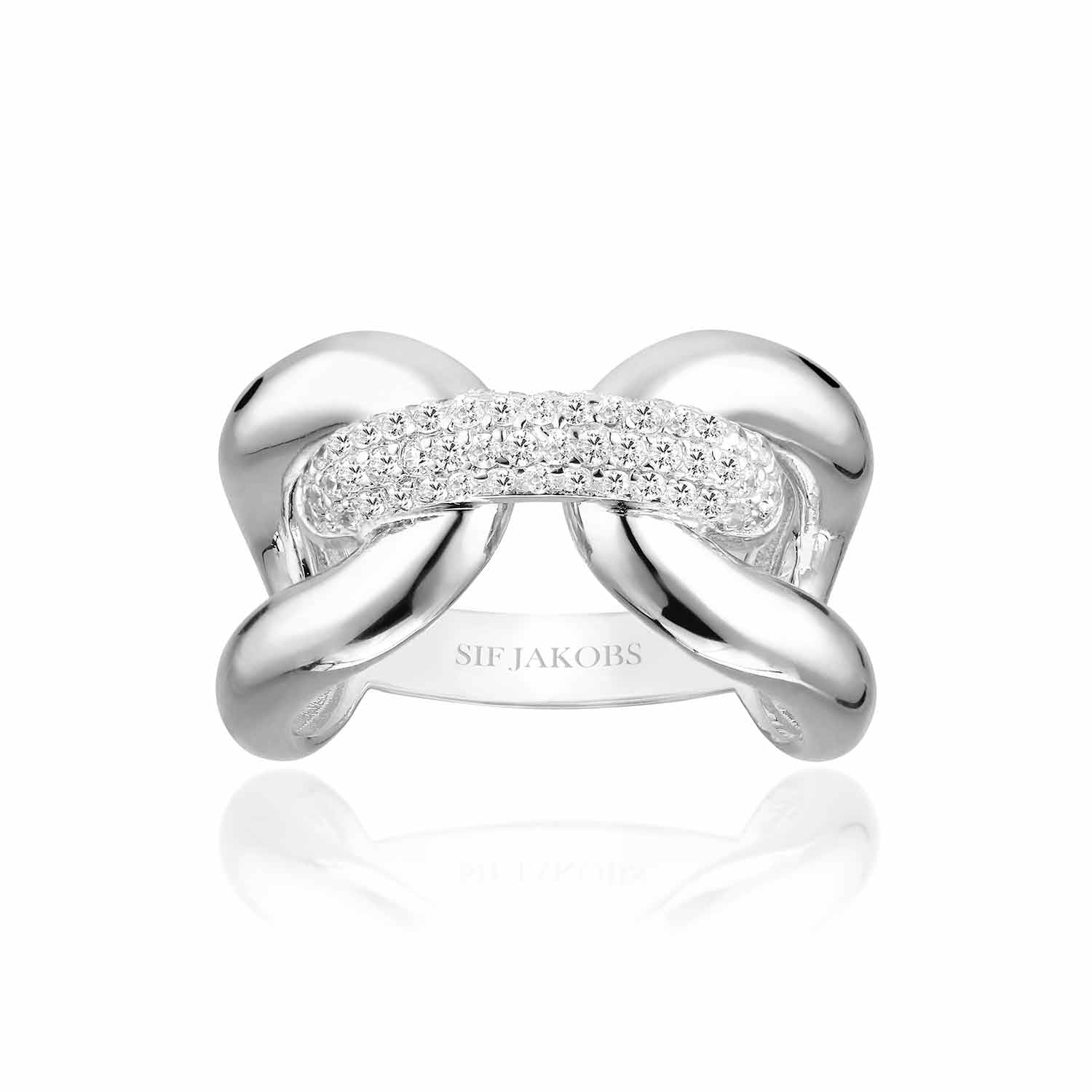 Ring Capri tre, med hvide zirkoner, sterling sølv - Sct. Mathias Ure & Guld