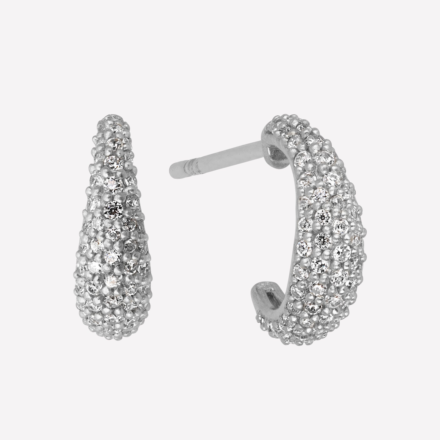 Ocean Flow sparkle hoops, sølv