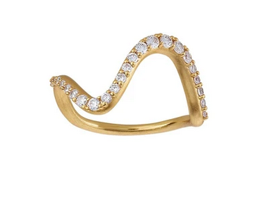 ByBiehl, Wave sparkel ring- Large, Sølv forgyldt - Sct. Mathias Ure & Guld